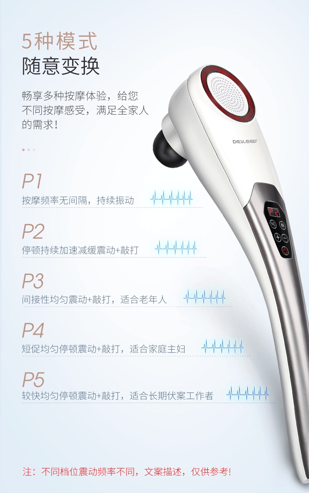迪斯（Desleep）按摩棒 肩颈按摩仪充电式电动按摩器 腰部腿部颈部颈椎多功能按摩锤送礼礼物 无线版 DE-F860
