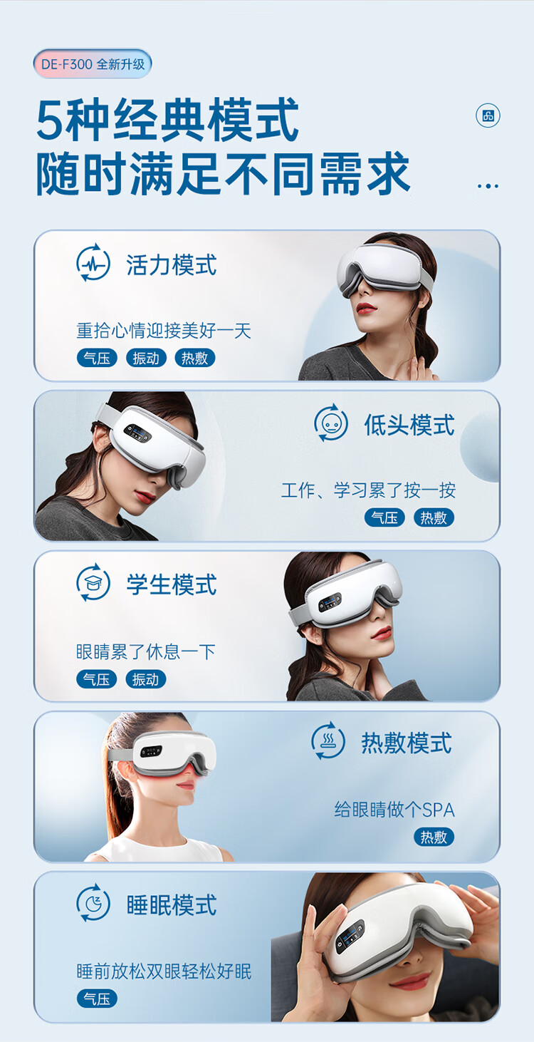 迪斯（Desleep）家用眼部按摩仪 护眼仪 眼保仪热敷眼罩 送女友 男朋友 礼物 成人  蓝牙音乐款 DE-F300（白色)