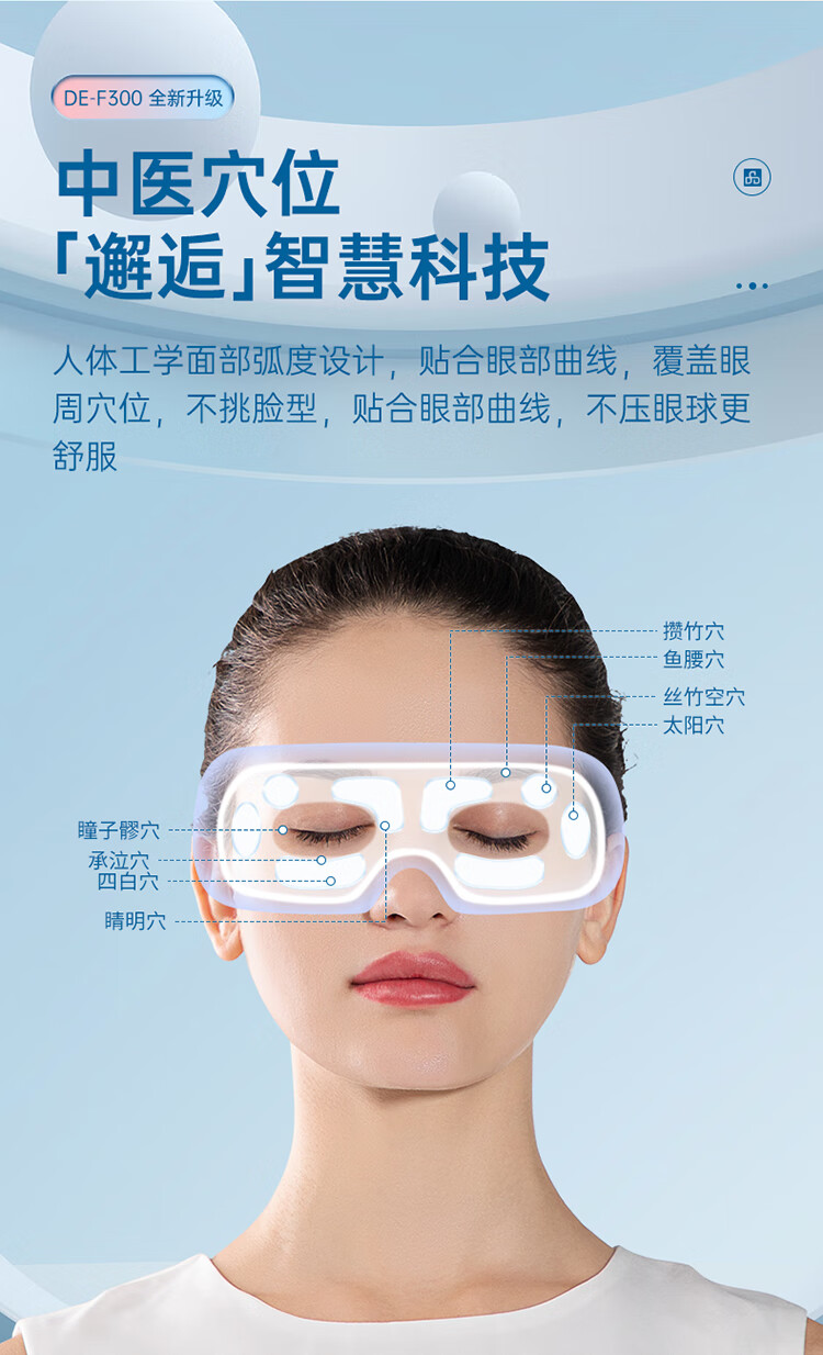 迪斯（Desleep）家用眼部按摩仪 护眼仪 眼保仪热敷眼罩 送女友 男朋友 礼物 成人  蓝牙音乐款 DE-F300（白色)