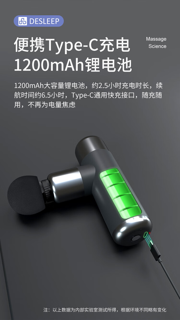 迪斯（Desleep）筋膜枪按摩器 肌肉放松 仪迷你肌膜颈膜枪 户外便携运动健身按摩枪 礼物 DE-JM002（太空灰）