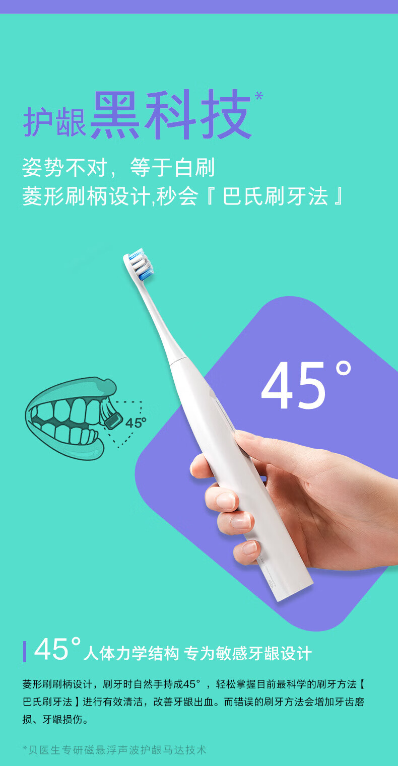 贝医生DR.BEI电动牙刷成人男女美白C1纯真白色声波震动情侣牙刷软毛防水牙刷全自动充电式牙刷