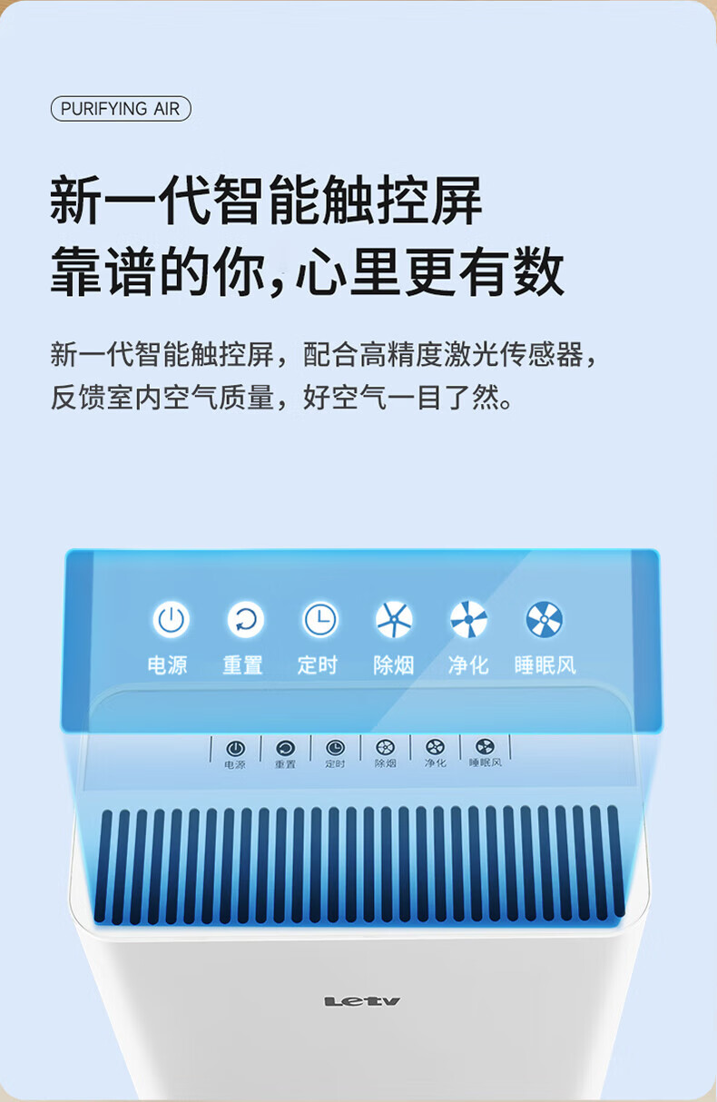 乐视 空气净化器家用全方位空间净化除PM2.5 轻音设计 Q728