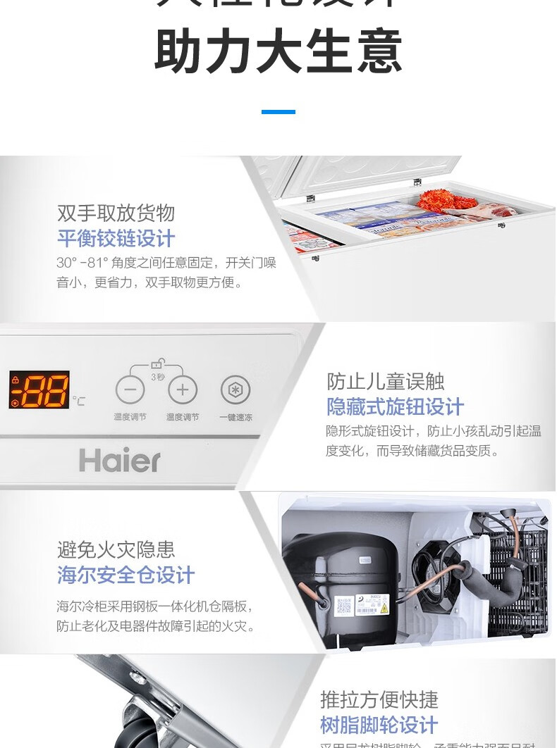 海尔（Haier）冰柜商用大容量719升 冷藏冷冻转换双门超低温冷柜 电子温控深冷速冻保鲜柜BC/BD-719HEZ