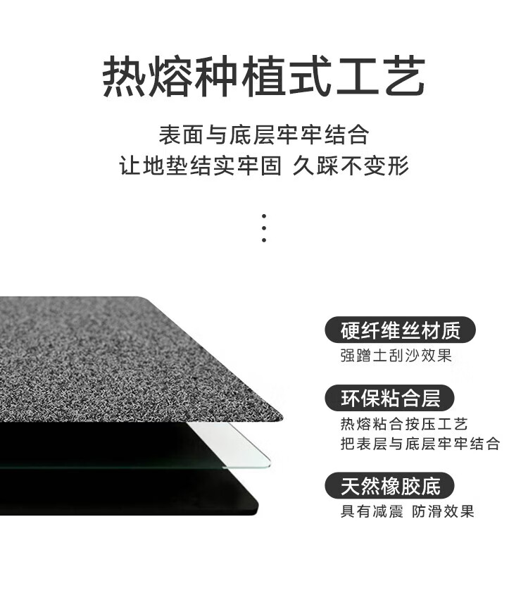 大江入户玄关垫 进门家用门垫 77*120cm 刮泥垫-经典灰