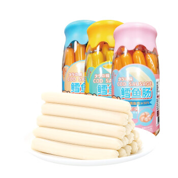 众星美味深海鳕鱼肠 (原味鲜虾味芝士味)三种口味各一桶110g/桶*3桶