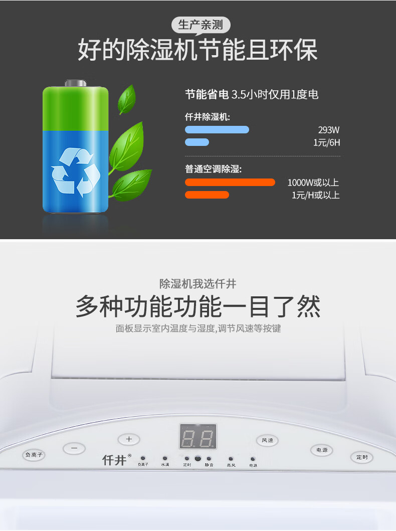 仟井（THKOM）TH-25CSH除湿机/抽湿机/除湿 车间工厂仓库地下室除潮除湿器吸湿去湿干燥机 白色