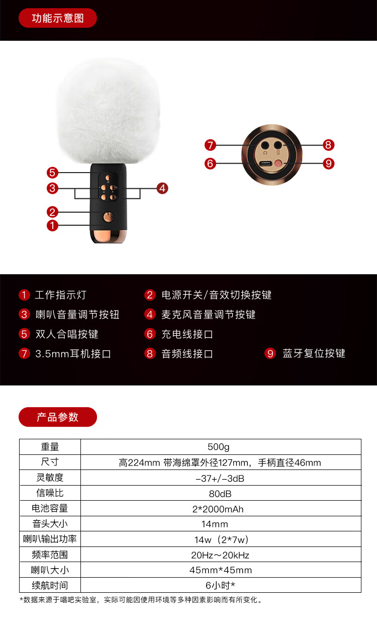 唱吧 G3 K歌宝小巨蛋无线麦克风迪丽热巴同款话筒音响一体麦克风无线蓝牙双人合唱多种音效家庭KTV话筒