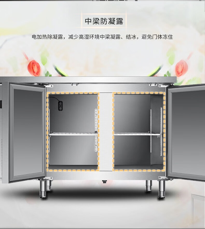 海尔（Haier）412升冷藏单温工作台冷柜 冷冻保鲜操作台商用冰柜 厨房不锈钢1.8米一室操作台冷柜SP-430C/D2