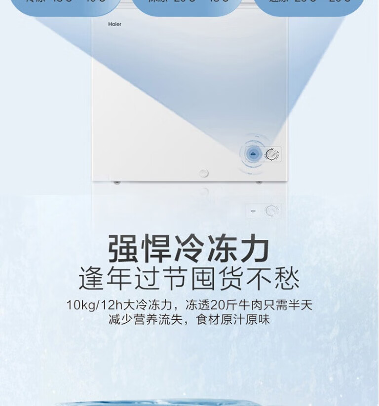 海尔（Haier）冰柜家用小型卧式单温小冷柜 冷藏冷冻转换一级节能冷冻冰柜 BC/BD-200GHZ