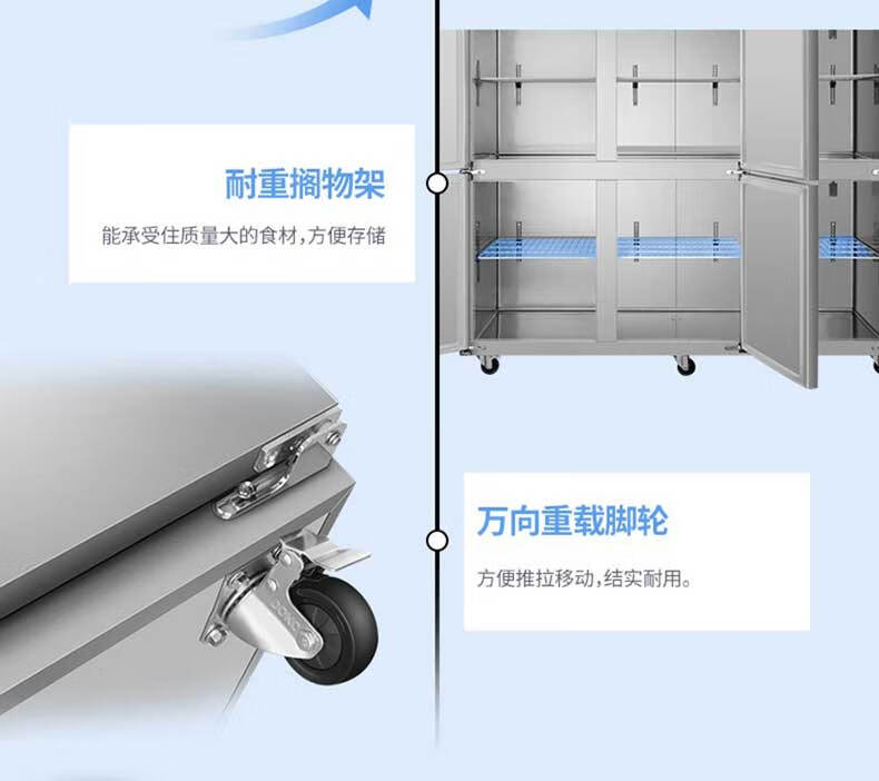 海尔（Haier）商用厨房冰柜1500升 全冷藏冷冻双温冰箱 店饭店餐厅食堂保鲜不锈钢橱柜冷柜SLB-1500C3D3