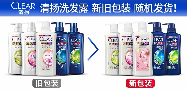 清扬 男士去屑洗发露 清爽控油型蓝瓶500g（新老包装随机发货）