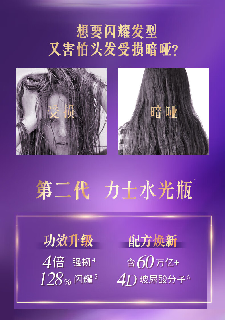 LUX 玻尿酸水润丝滑柔亮润发精华素乳液 新活炫亮500ml