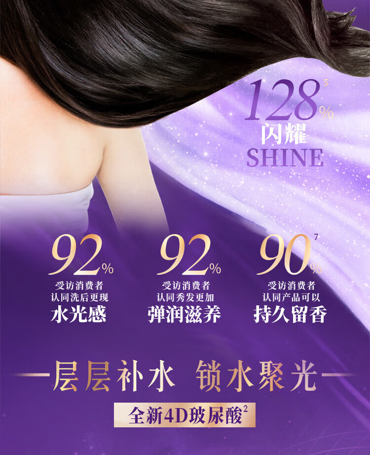LUX 洗护发组套 玻尿酸大白瓶 新活炫亮洗发水750ml+护发素160ml*2