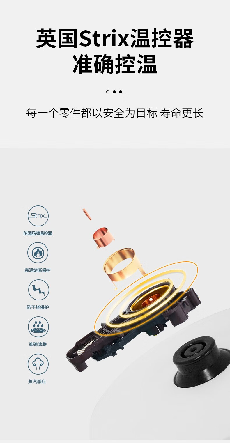 格来德 （Grelide）电热水壶家用304不锈钢大容量双层防烫物理保温自动断电 D3215K 豆蔻绿