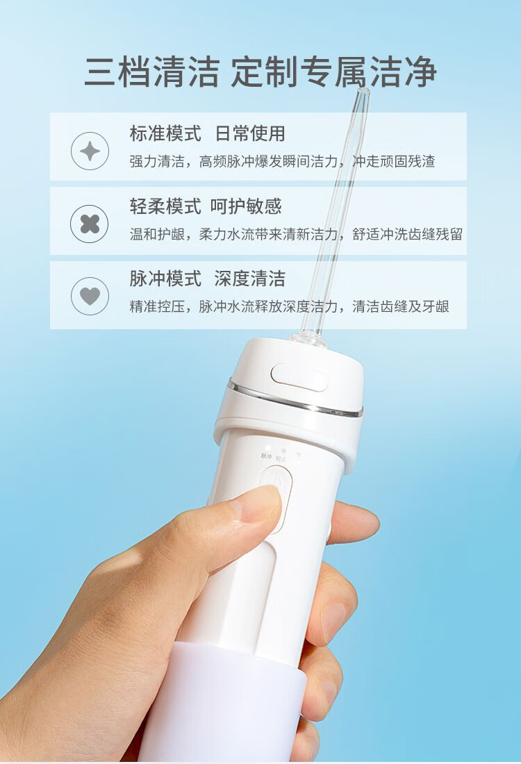 ROAMAN冲牙器家用HS8 深蓝色便携式口腔清洁洗牙器水牙线mini牙套正畸专用牙齿缝清洁 罗曼