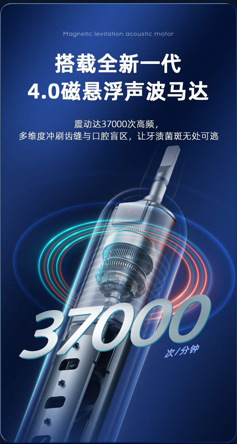 ROAMAN电动牙刷成人智能声波电动牙刷HT10PRO黑色情侣1年只充1次电男士礼物