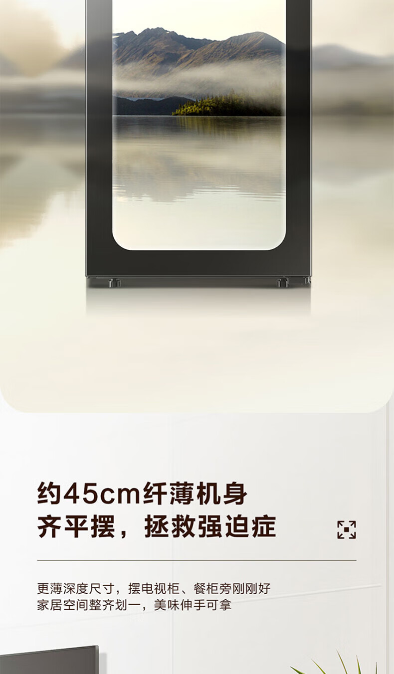 海尔（Haier）冰吧小冰箱 立式冷藏柜 透明玻璃门茶叶冷藏保鲜柜小型饮料柜 92升/黑金净化/电子控温LC-92LHESD1