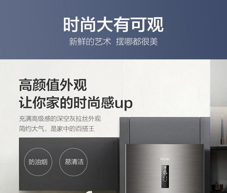海尔（Haier）冰箱272升 双变频风冷无霜两门家用小型电冰箱 双门节能 BCD-272WDPD