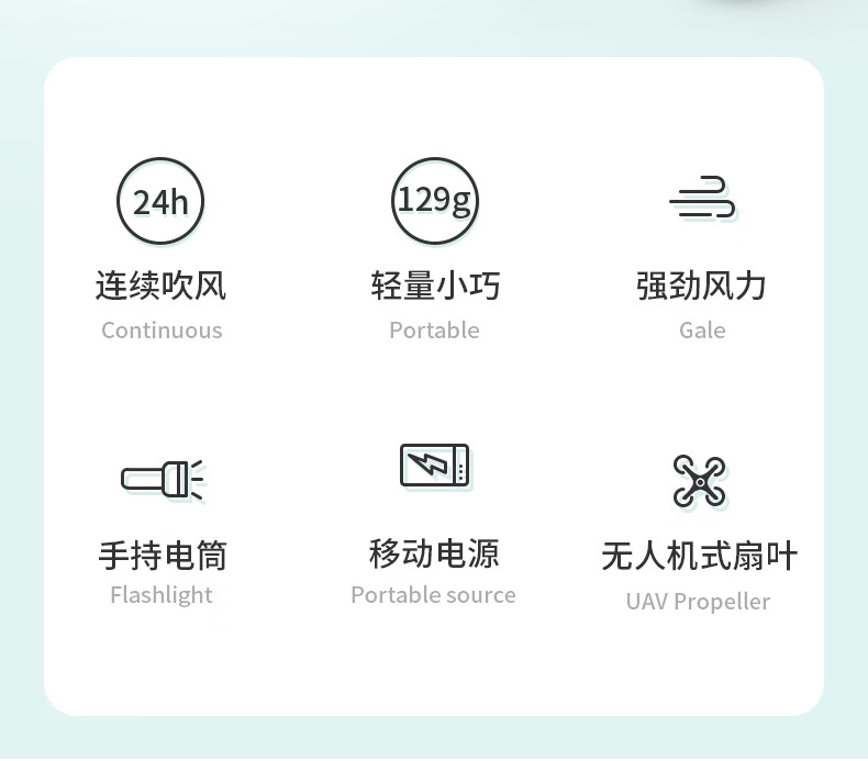 几素小风扇手持迷你小型usb电风扇台式桌面充电便携式 F8X小绿熊 移动电源+照明+挂绳