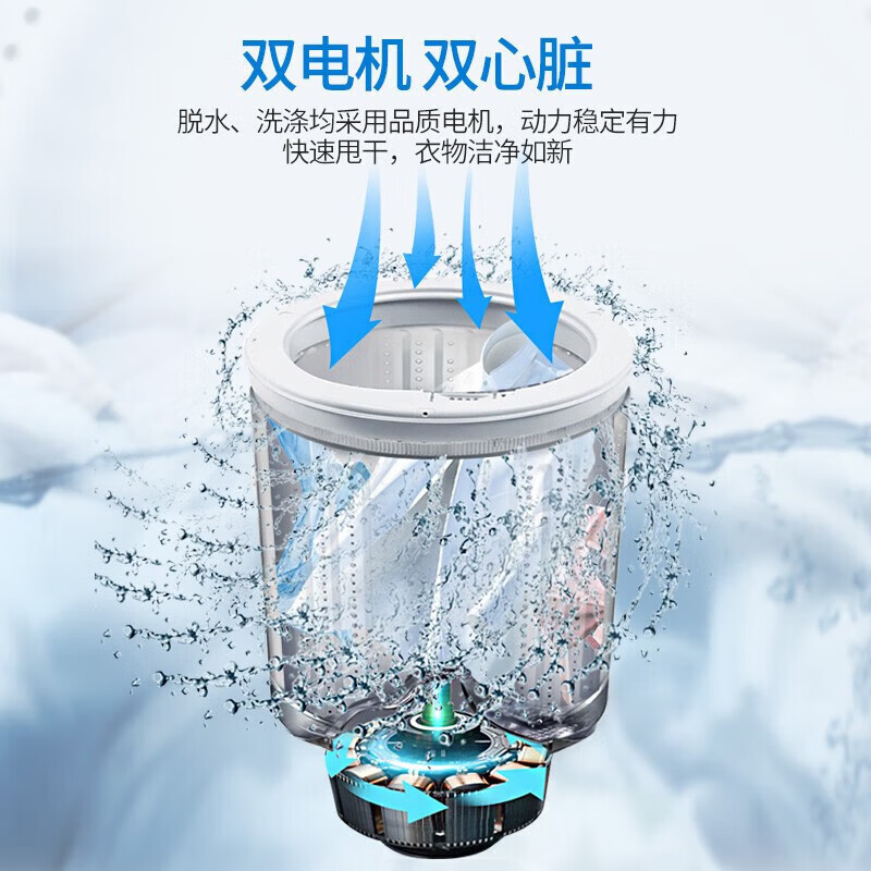 威力（WEILI） 10公斤洗衣机 白色半自动双桶洗衣机洗脱分离双桶双电机洗脱 XPB100-1082S