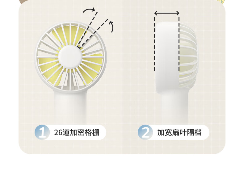 几素口袋小风扇手持迷你便携式随身外出宿舍电扇usb可充电型 FA20-B.Duck版