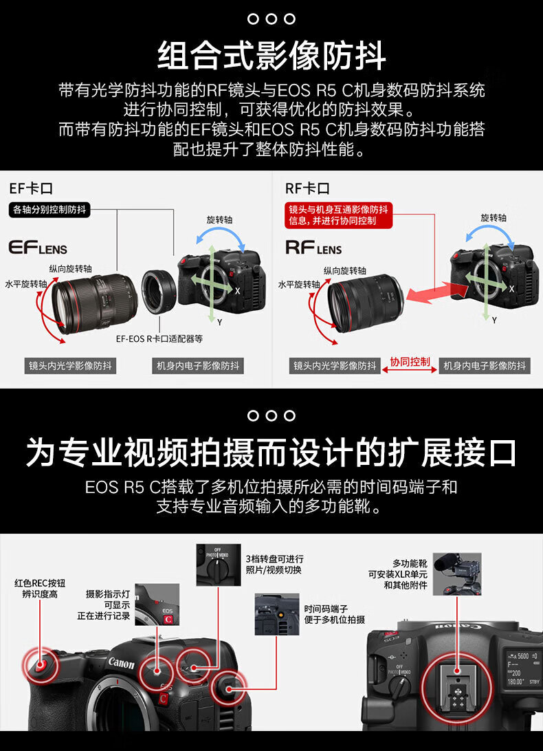 佳能（Canon）EOS R5C全画幅8K Cinema EOS电影摄影机 相机 EOS R5C单机身 官方标配