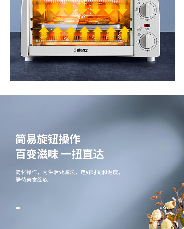 格兰仕（Galanz）电烤箱 白色 TQH-10J 小巧迷你便捷10L双层烤位广域控温家用高颜值烤箱