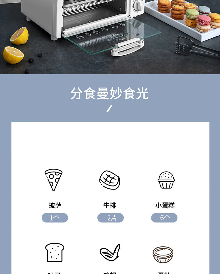 格兰仕（Galanz）电烤箱 白色 TQH-10J 小巧迷你便捷10L双层烤位广域控温家用高颜值烤箱