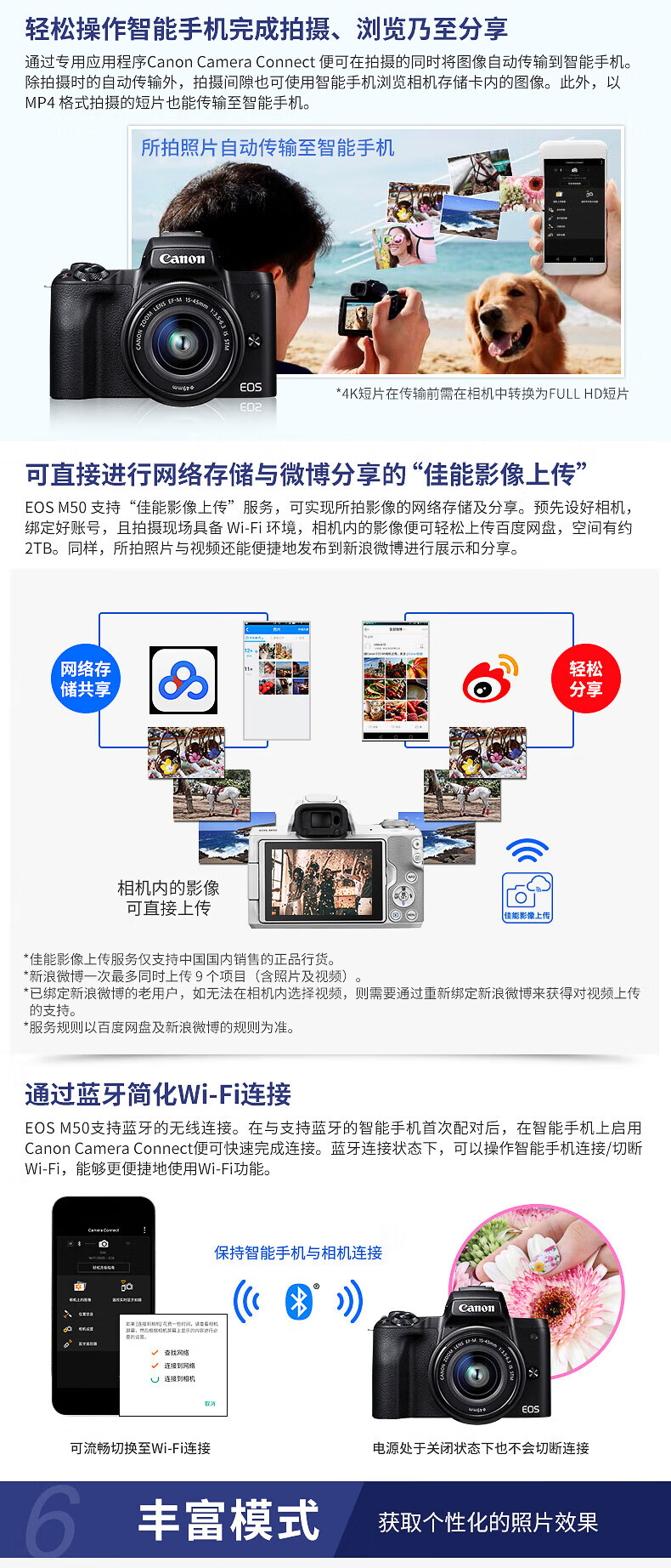 佳能（Canon）微单EOS M50二代套机高清旅游数码学生款入门级 高清 便携 M50 2代 白色 15-45套机 官方标配