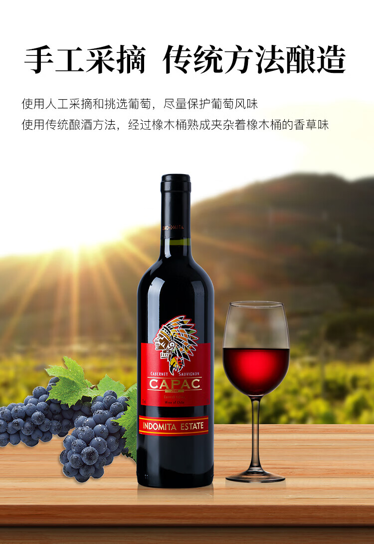 张裕先锋 智利进口科帕尔赤霞珠干红葡萄酒 750ml*6瓶