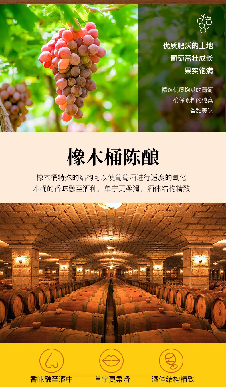 张裕先锋 法国进口蜜合花牛干红葡萄酒 750ml*6瓶