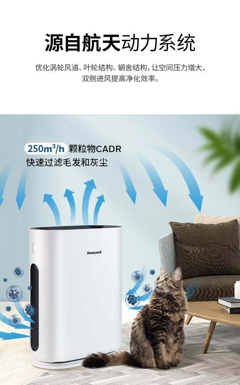 霍尼韦尔 空气净化器家用净化祛味净化器 KJ250F-J11W
