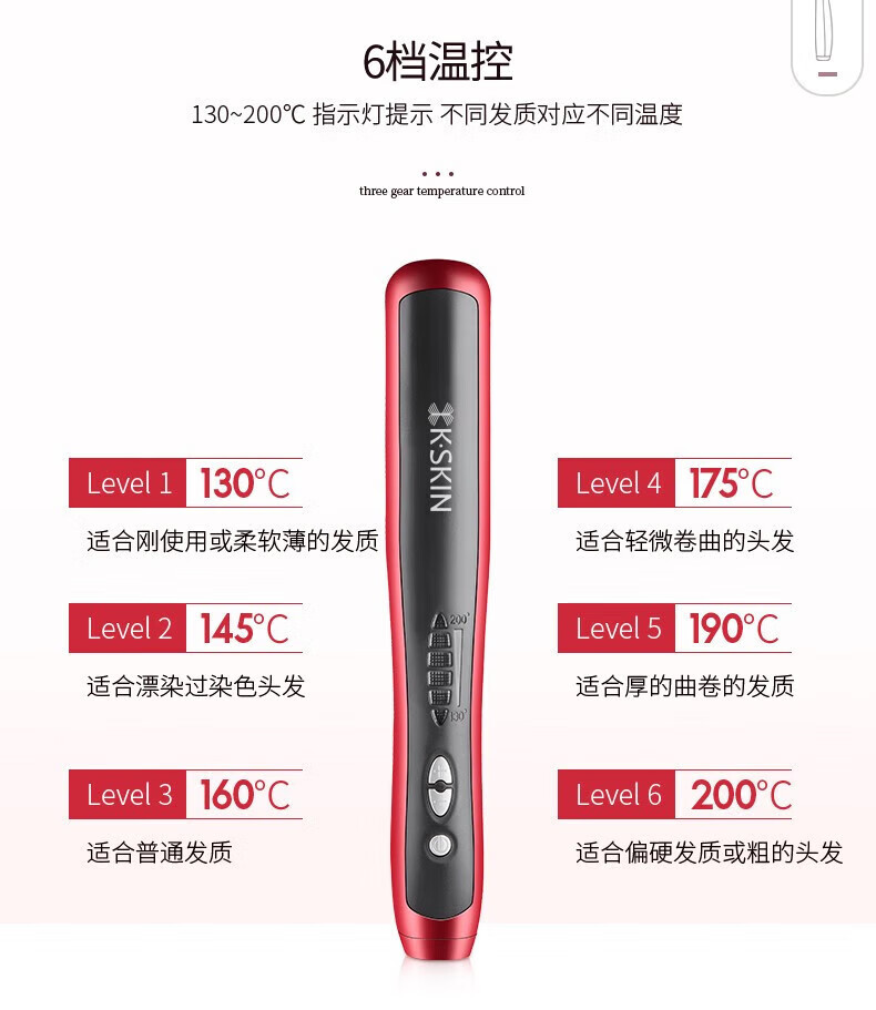 金稻（K·SKIN）直发梳负离子卷直发棒两用电梳子夹板防烫 KD388B杨幂同款直发器 【小巧便携】枣红色