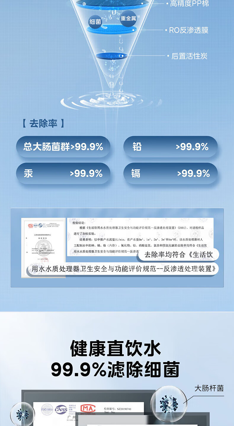 Midea 美的净水器MRO1791D-400G花生家用智能家电净水器直饮过滤器反渗透净水机 花生400G