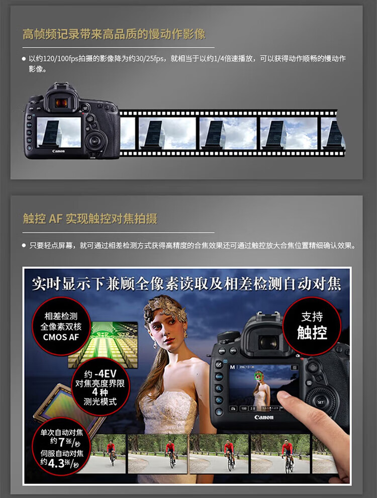 佳能（Canon）5D4 5D Mark IV 专业全画幅单反相机单机 4K视频单反相机 5D4 单机身/不含镜头(独立包装）