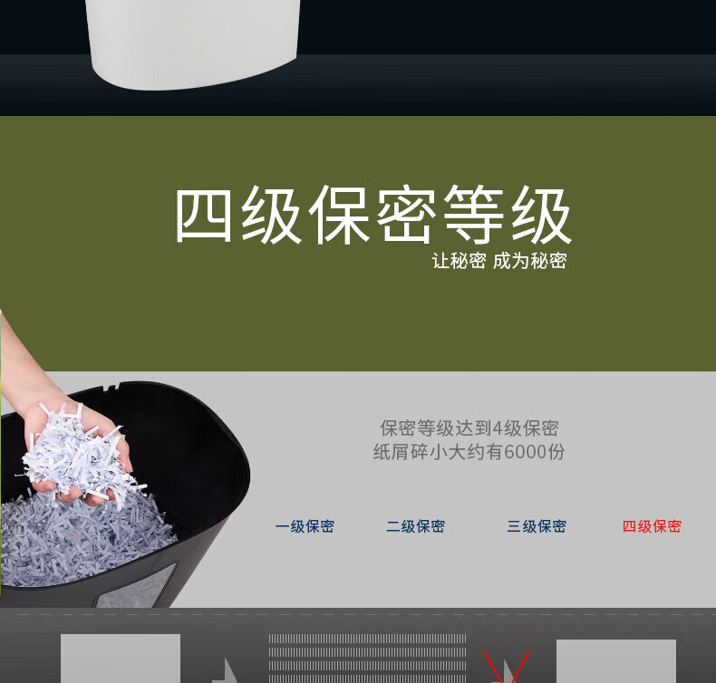得力 (deli)4级保密办公商用碎纸机 (单次5张 17L 持续5分钟) 9929 白色