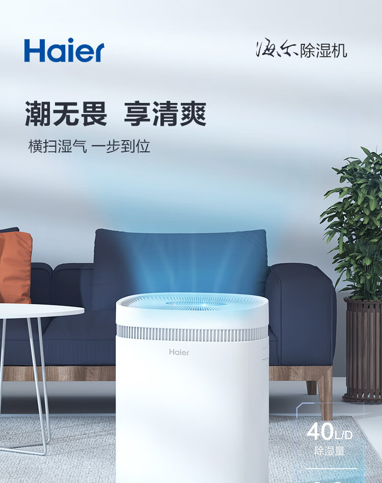 海尔（Haier）除湿机 双重排水 智能操控 一键切换 除湿机CF40-N800