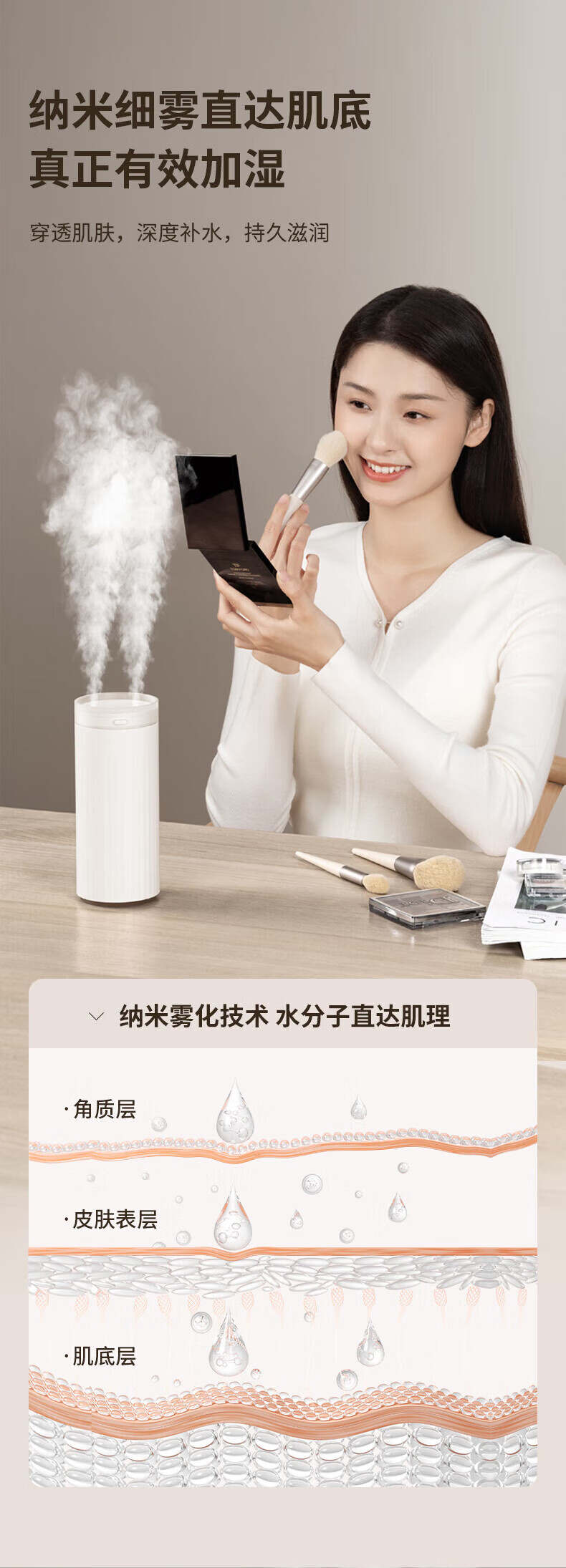 几素加湿器桌面迷你办公室宿舍车载加湿器卧室家用婴儿小型空气加湿器USB无线便携加湿器 HU16