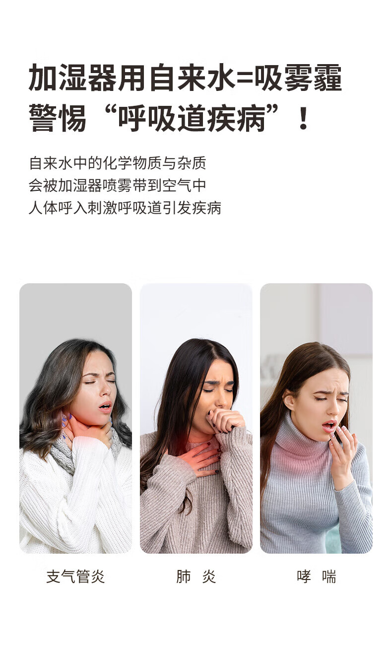 几素桌面加湿器迷你办公桌宿舍车载加湿器家用房间型空气加湿器无线充电便携 白色HU16（插线版）