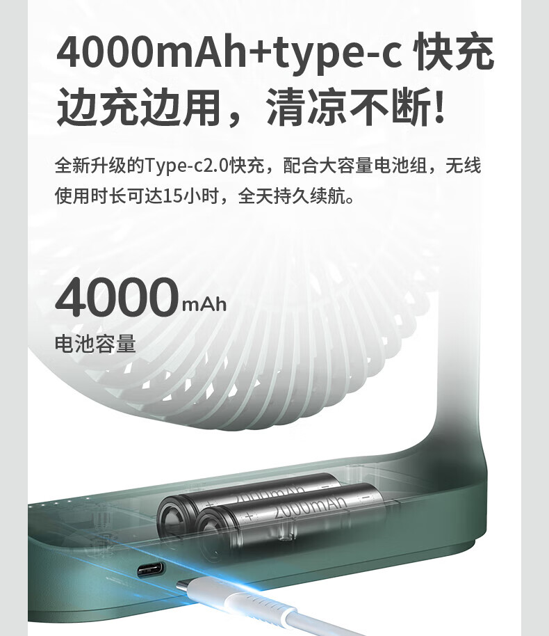 几素迷你 USB电风扇台式 办公室桌面风扇 台扇学生宿舍床头轻音大风力小电扇 FA19白色