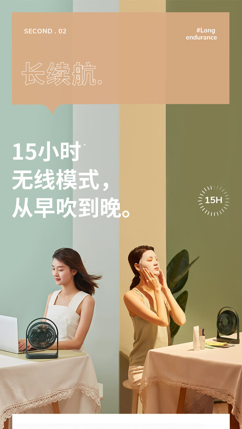 几素迷你 USB电风扇台式 办公室桌面风扇 台扇学生宿舍床头轻音大风力小电扇 FA19绿色