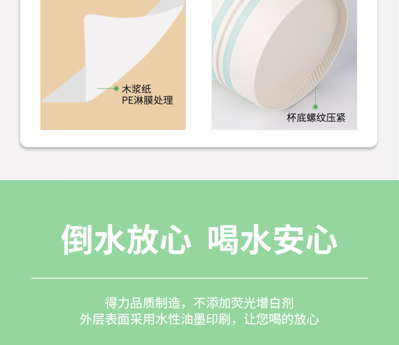 得力 (deli)纸杯 一次性纸杯/水杯 228mlAPP240g纸+18gPE膜 19203 50只/包(白)