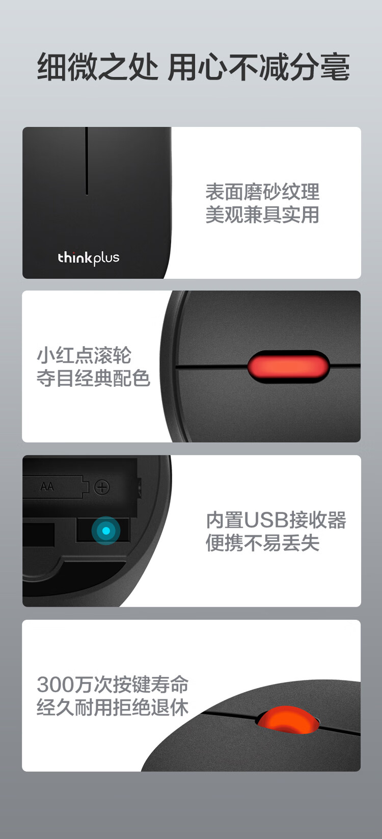 联想（Lenovo）Thinkplus 无线鼠标 商务办公游戏通用鼠标 舒适手感传承经典 M80 36005303