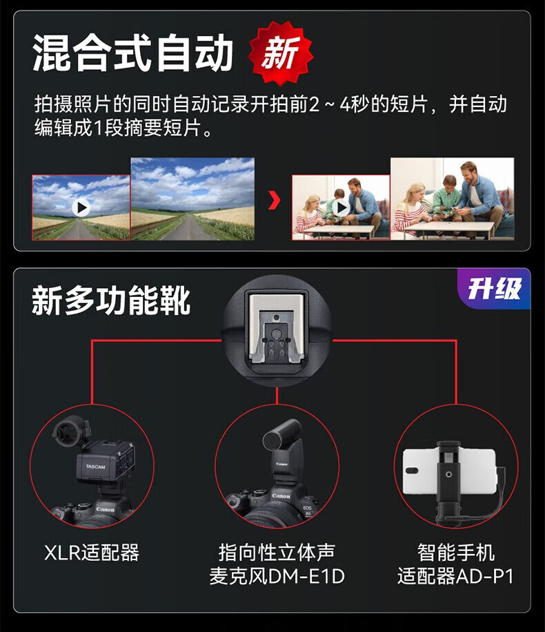 佳能（Canon）EOS R6 全画幅微单相机 机身/套机全画幅专业 Vlog相机 4K短片拍摄 单机身+转接环