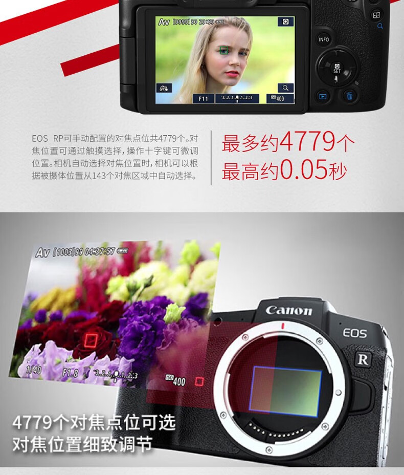 佳能（Canon）微单相机全画幅专微 4K视频EOSRP专业微单 RP+24-105 STM+EF50 1.8 官方标配