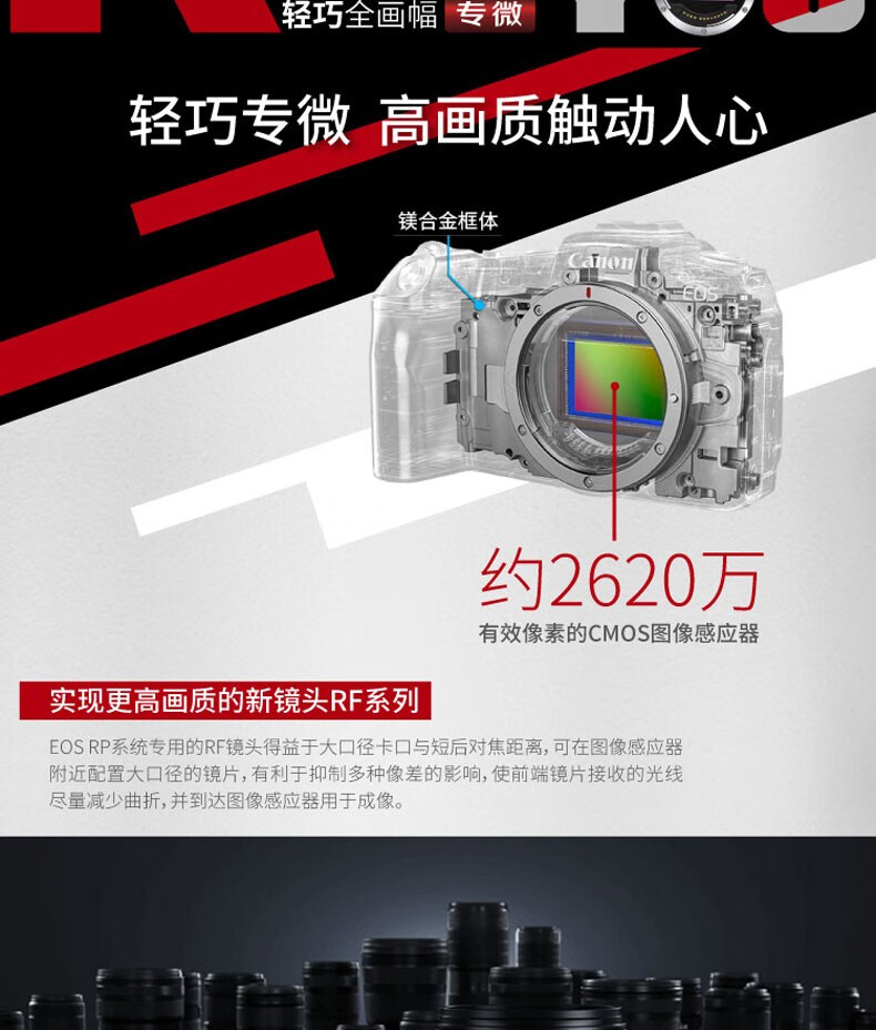佳能（Canon）微单相机全画幅专微 4K视频EOSRP专业微单 RP+24-105 STM+EF50 1.8 官方标配