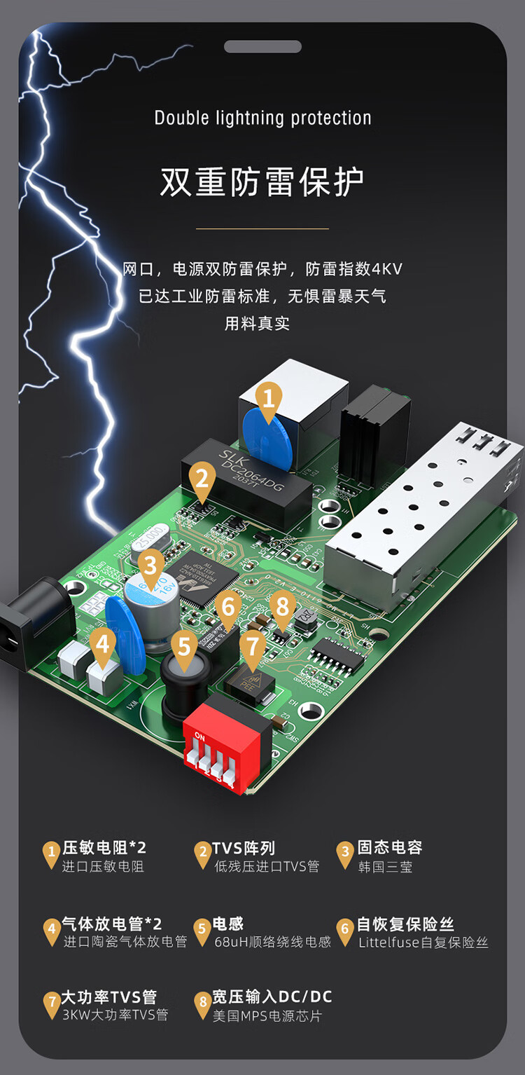 胜为（shengwei）千兆SFP光纤收发器 单模双纤光电转换器 不含光模块 100KM无损传输FC-212A