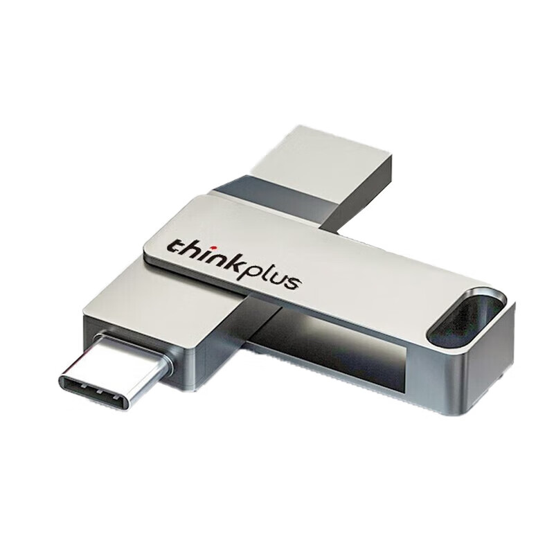 联想（ThinkPad） USB-C&USB3.2双接口旋转闪存盘优盘 U盘 USB3.2 MU90-32G 银色