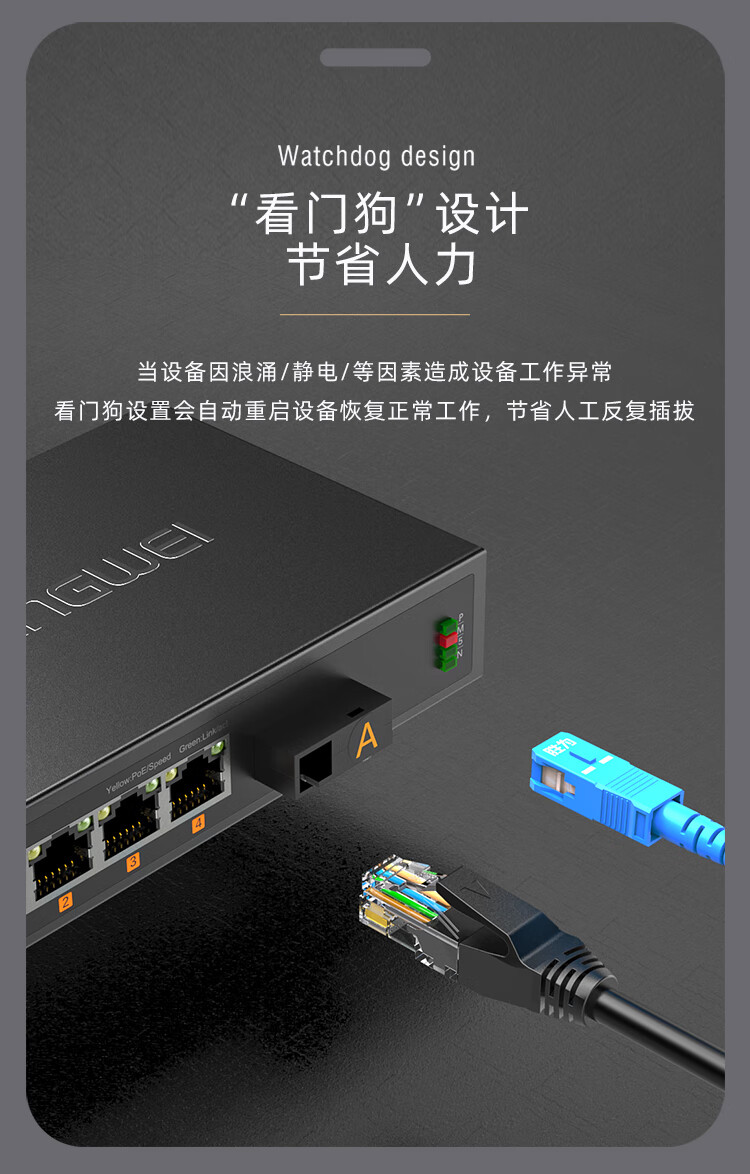 胜为（shengwei）千兆一光四电光纤收发器 单模单纤电信级网络监控SC接口自适应光钎收发器 20KM BGH104GX