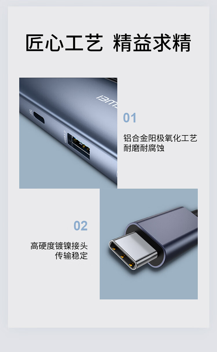 胜为（shengwei）七合一 USB-C转HDMI/VGA转接头投屏苹果华为Macbook电脑转换器千兆网口ZHB7012J
